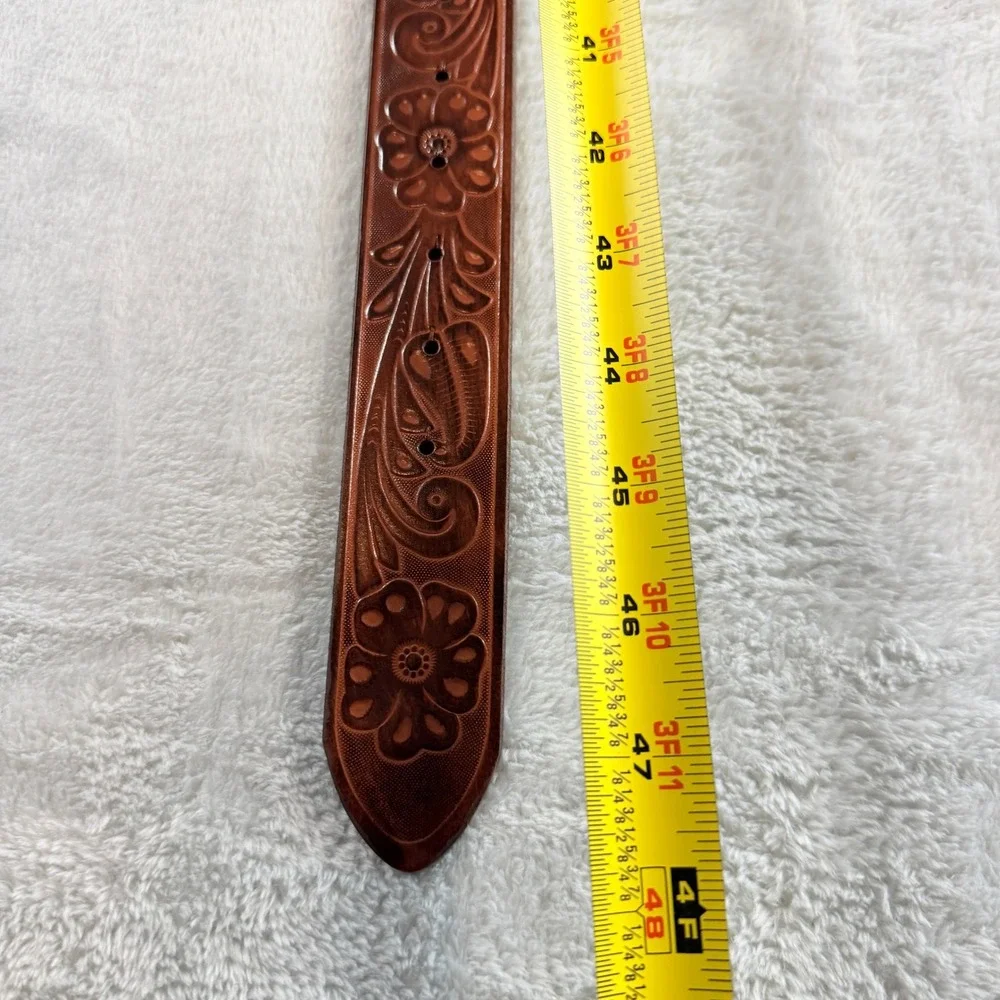 Kacey Lee Longhorn Embossed Leather Belt Western Rodeo Cowboy Women Size L